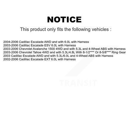 Front Rear Wheel Bearing Extra Sensor Kit For Chevrolet Avalanche 1500 Cadillac Tahoe EXT K7S-103157