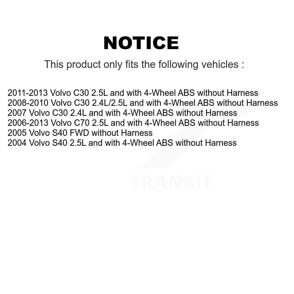 Front Rear Wheel Hub Bearing & Extra ABS Sensor Kit For Volvo C30 C70 S40 without Harness K7S-103272