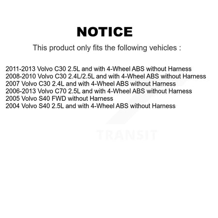 Front Rear Wheel Hub Bearing & Extra ABS Sensor Kit For Volvo C30 C70 S40 without Harness K7S-103272