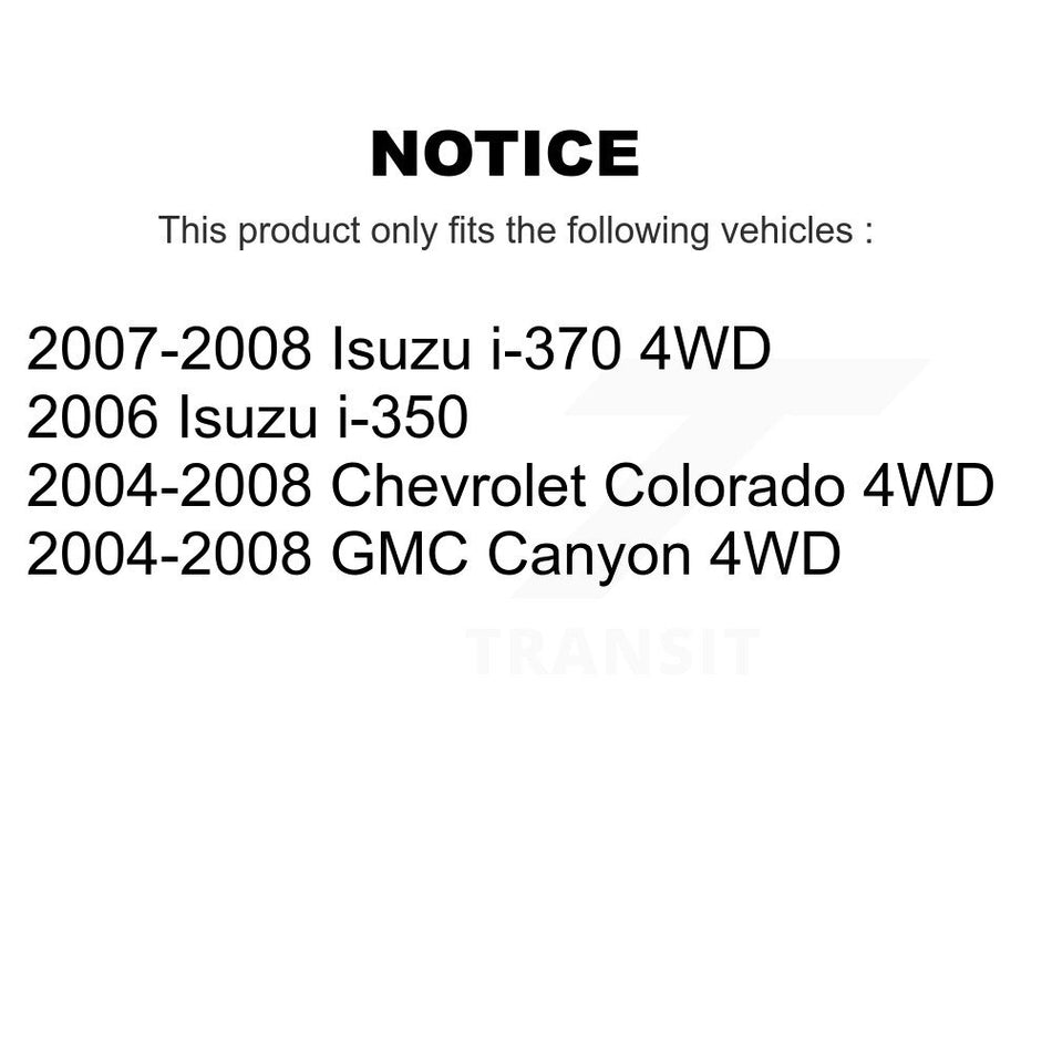 Front Hub Bearing Assembly And Link Kit For Chevrolet Colorado GMC Canyon Isuzu i-370 i-350 K7T-100755
