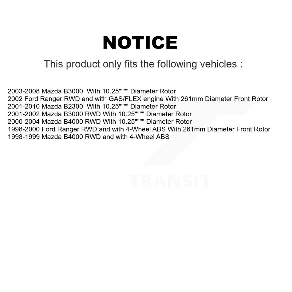 Front Disc Brake Rotors And Hub Assembly Pair For Ford Ranger Mazda B3000 B2300 B4000 K8-100028