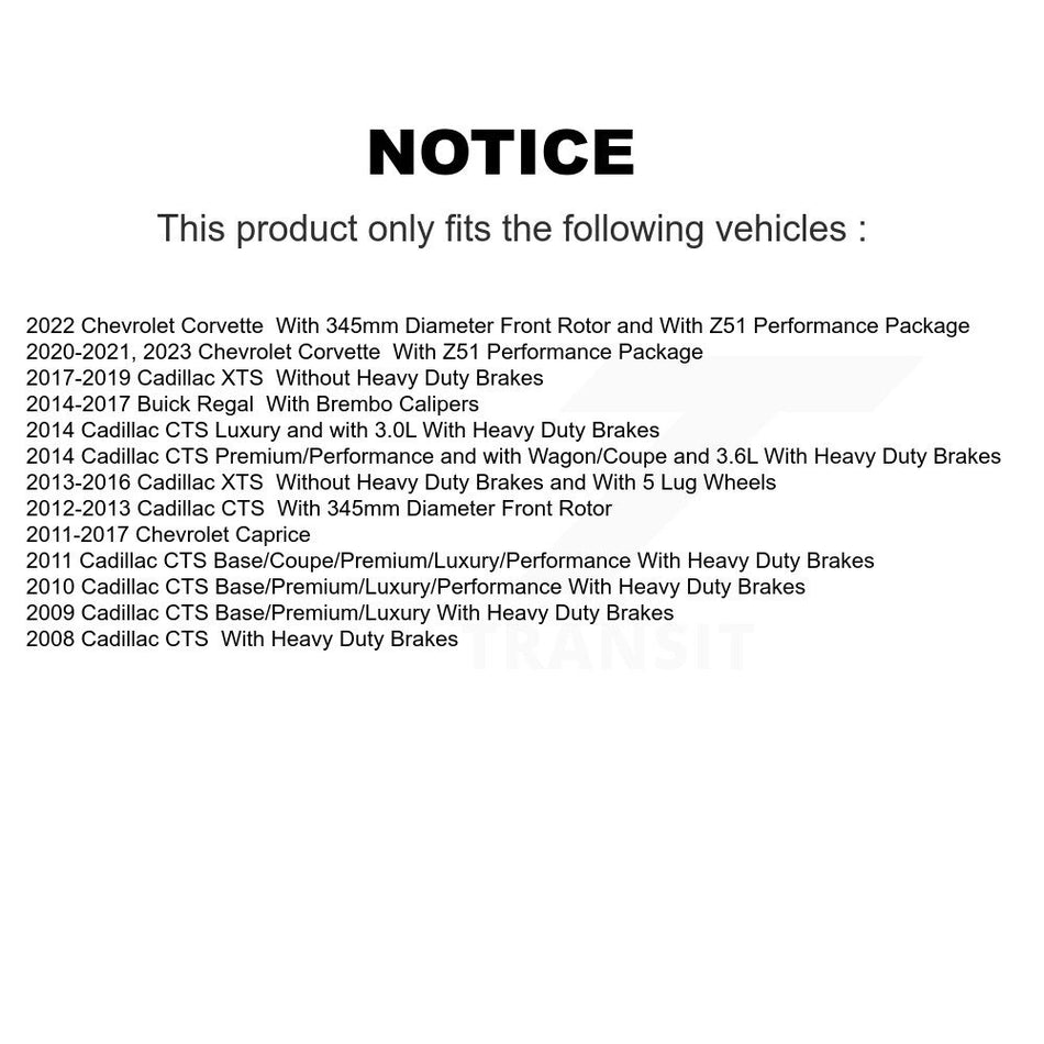 Front Disc Brake Rotors Pair For Cadillac CTS XTS Buick Regal Chevrolet Caprice Corvette K8-100106