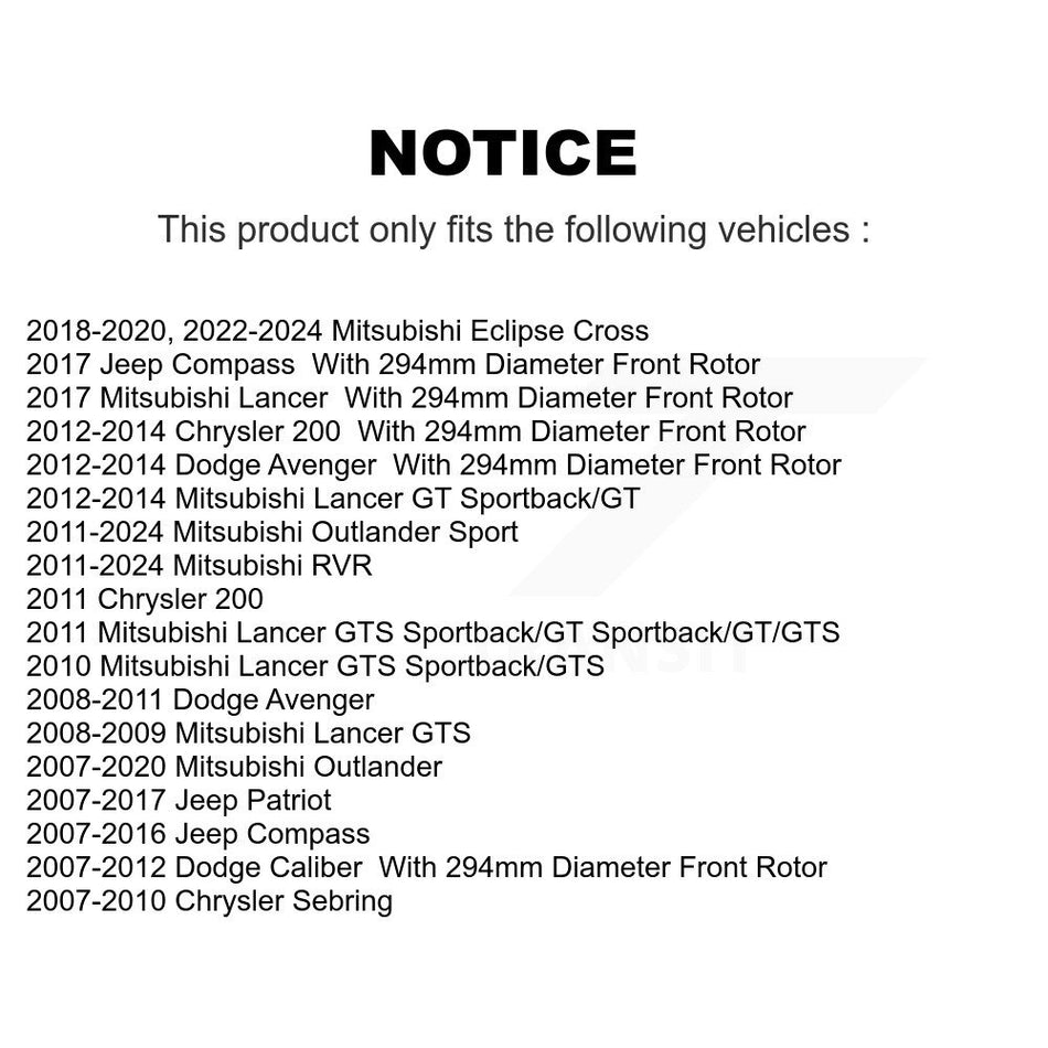 Front Disc Brake Rotors Pair For Jeep Dodge Patriot Mitsubishi Chrysler Compass Avenger 200 Caliber Outlander Sport Sebring Lancer Eclipse Cross RVR K8-100237