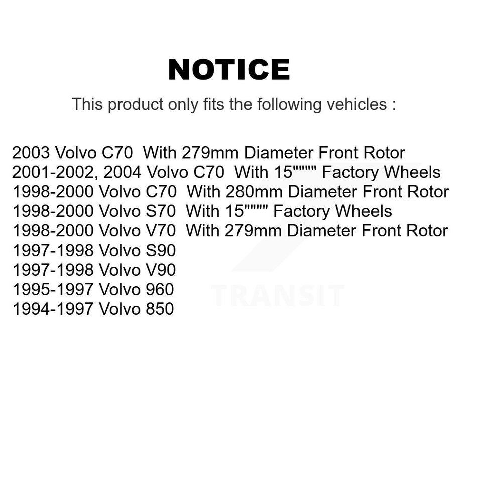 Front Disc Brake Rotors Pair For Volvo S70 850 V70 C70 960 S90 V90 K8-100284