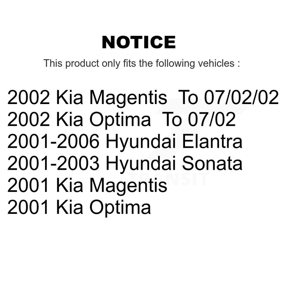 Front Disc Brake Rotors Pair For Hyundai Elantra Sonata Kia Optima Magentis K8-100351