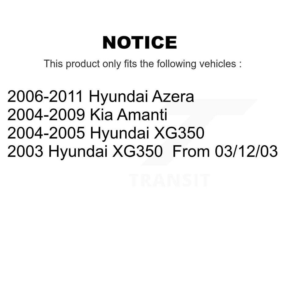 Front Disc Brake Rotors Pair For Hyundai Azera Kia Amanti XG350 K8-100378