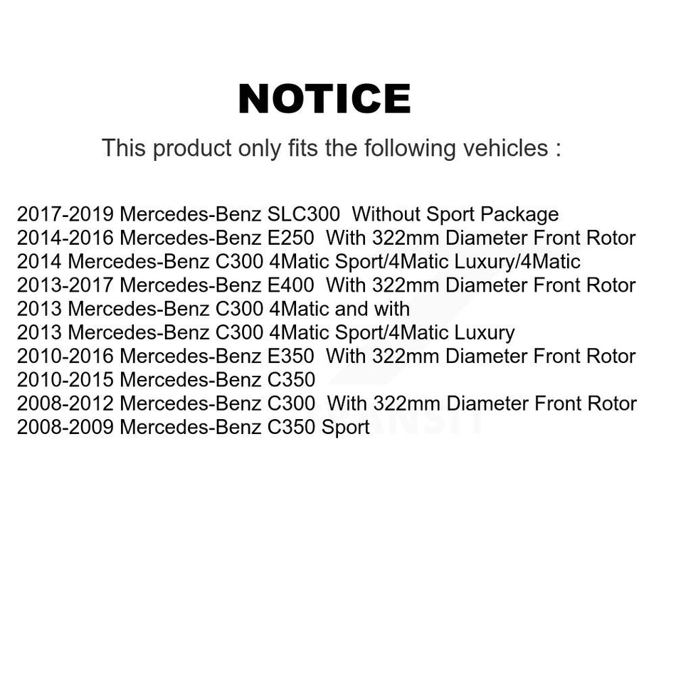 Front Disc Brake Rotors Pair For Mercedes-Benz E350 C300 C350 E400 SLC300 E250 K8-100503
