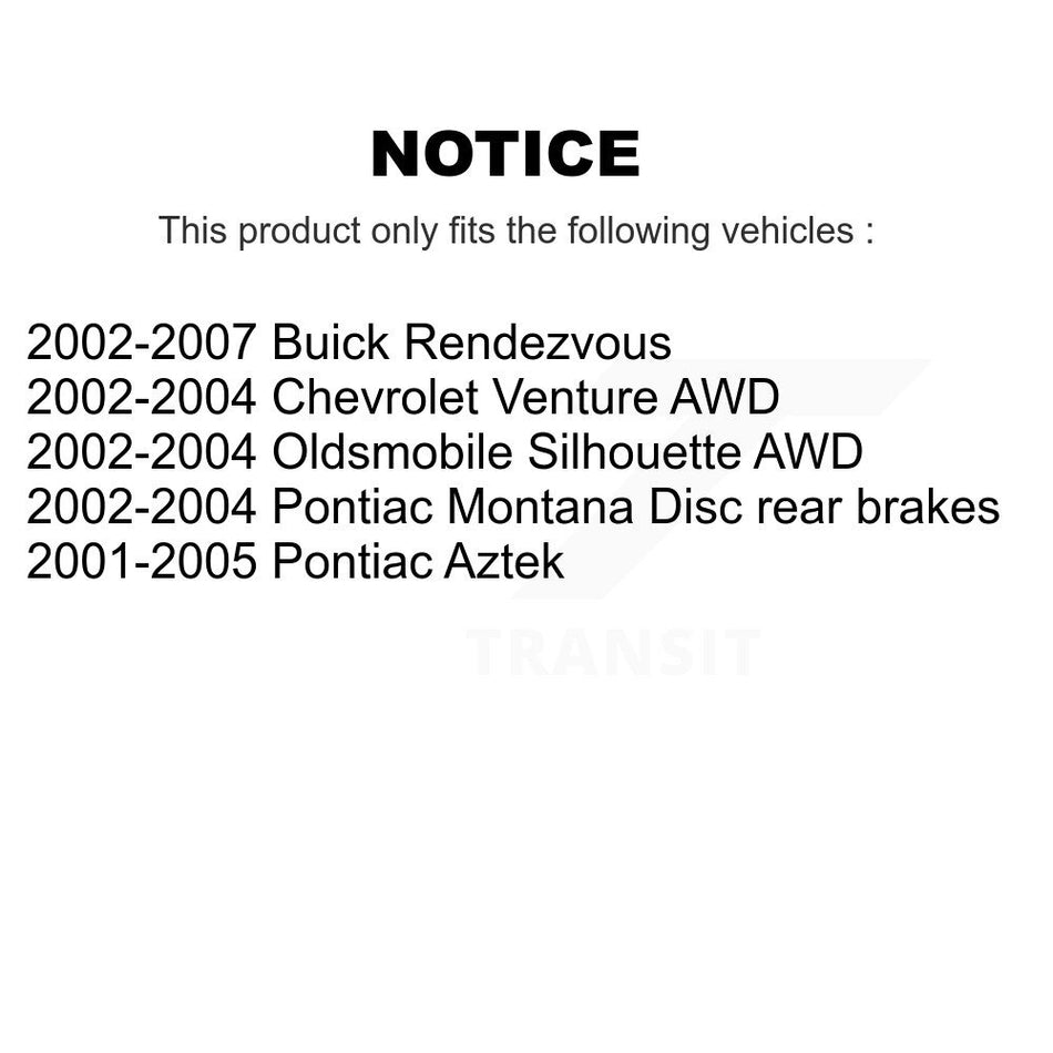 Rear Disc Brake Rotors Pair For Buick Rendezvous Chevrolet Venture Pontiac Montana Aztek Oldsmobile Silhouette K8-100579