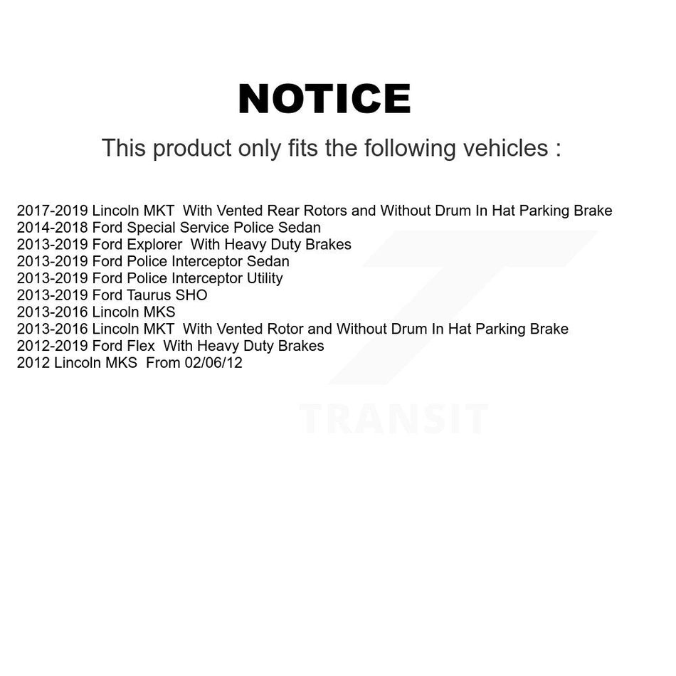 Rear Disc Brake Rotors Pair For Ford Explorer Taurus Flex Police Interceptor Utility Lincoln Sedan MKS MKT Special Service K8-100670