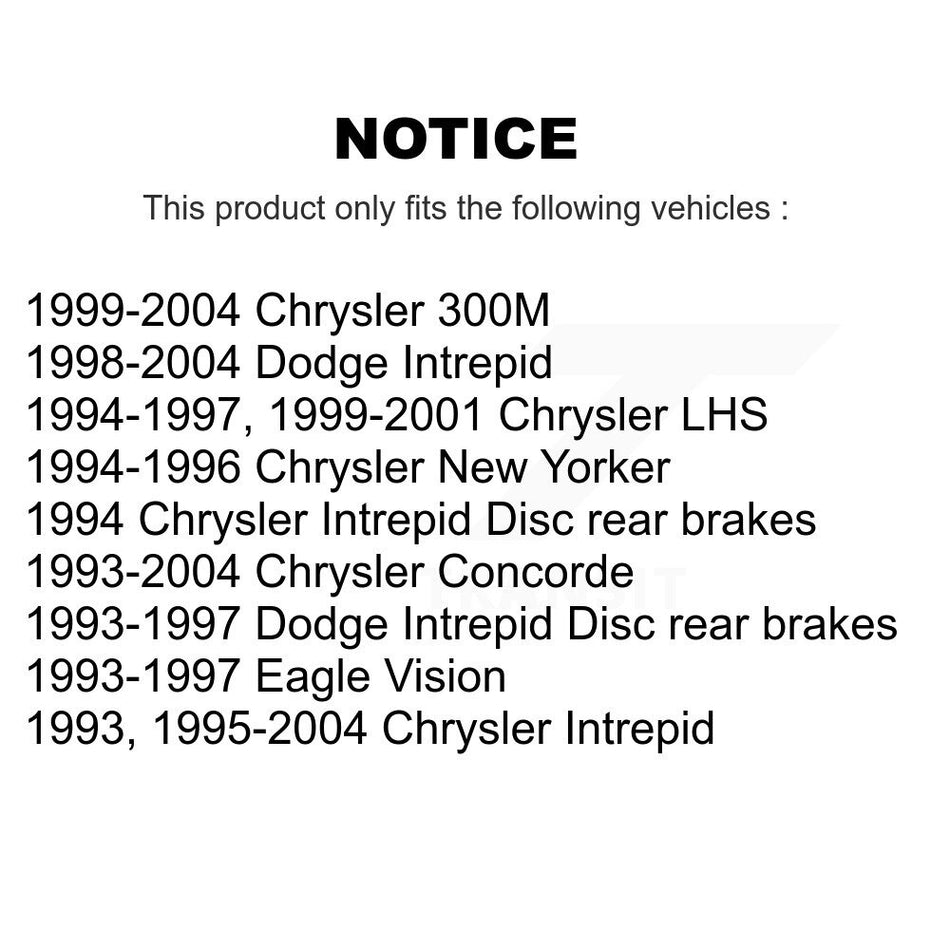 Rear Disc Brake Rotors Pair For Chrysler Dodge Intrepid Concorde 300M LHS Eagle Vision New Yorker K8-100679
