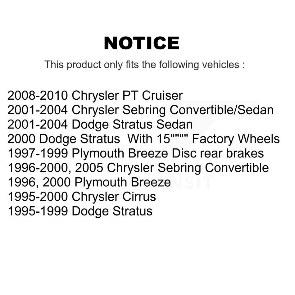 Rear Disc Brake Rotors Pair For Chrysler Sebring Dodge Stratus PT Cruiser Cirrus Plymouth Breeze K8-100681