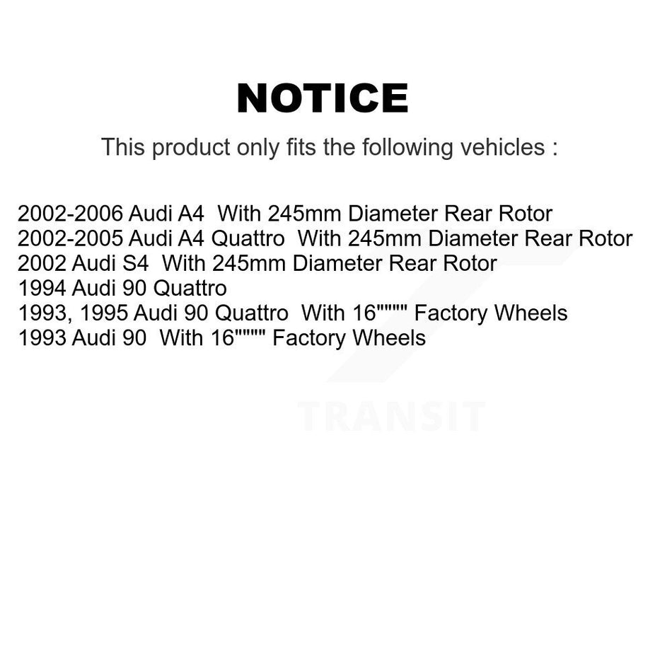 Rear Disc Brake Rotors Pair For Audi A4 Quattro S4 90 K8-100732