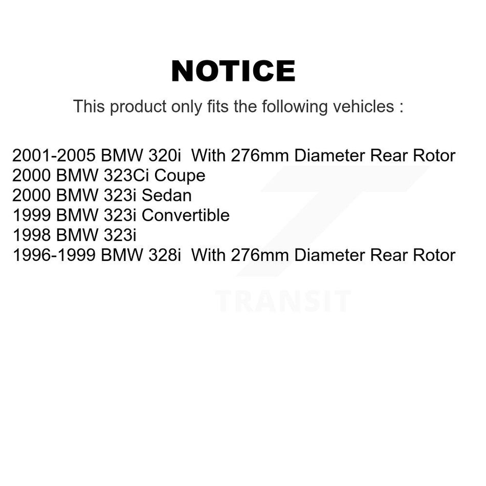 Rear Disc Brake Rotors Pair For BMW 323i 323Ci 328i 320i K8-100793