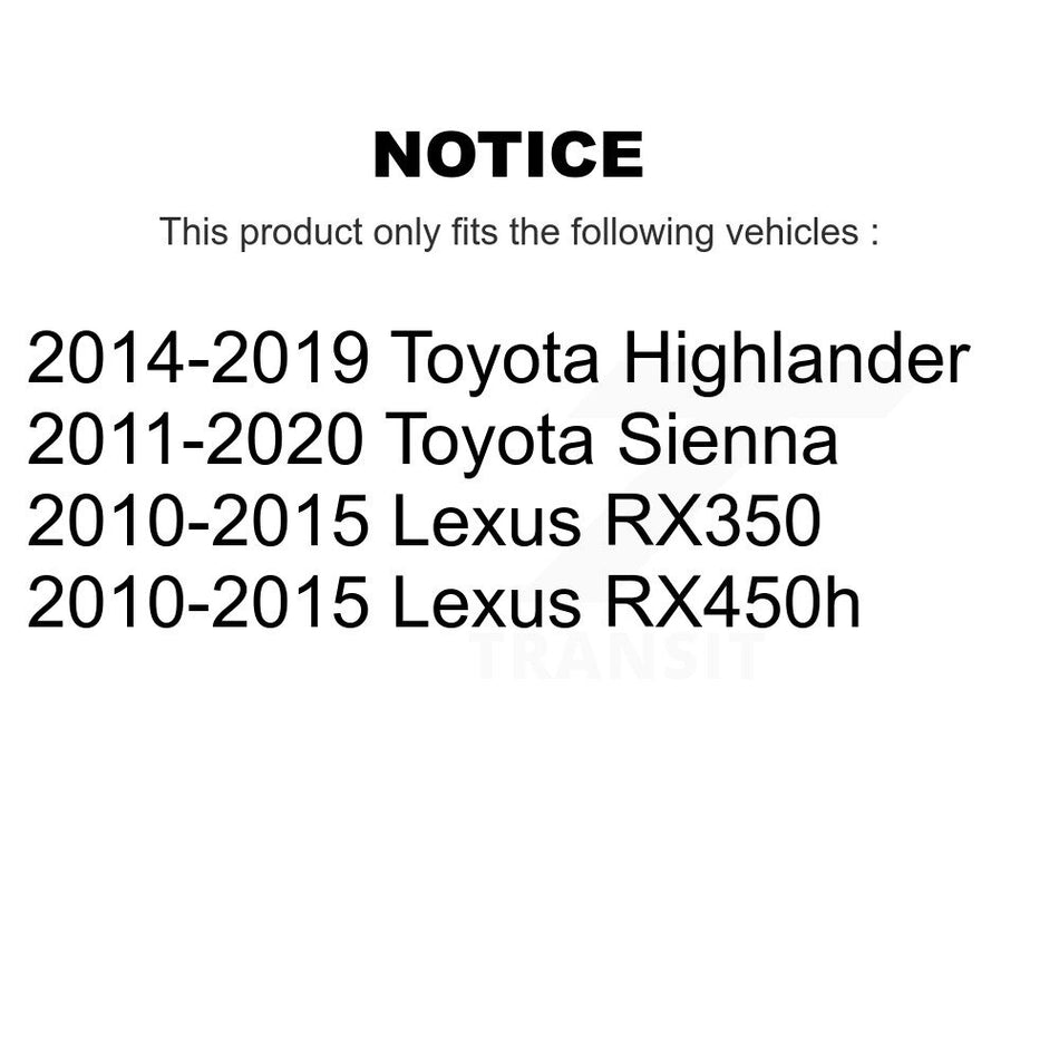 Rear Disc Brake Rotors Pair For Toyota Highlander Sienna Lexus RX350 RX450h K8-100898