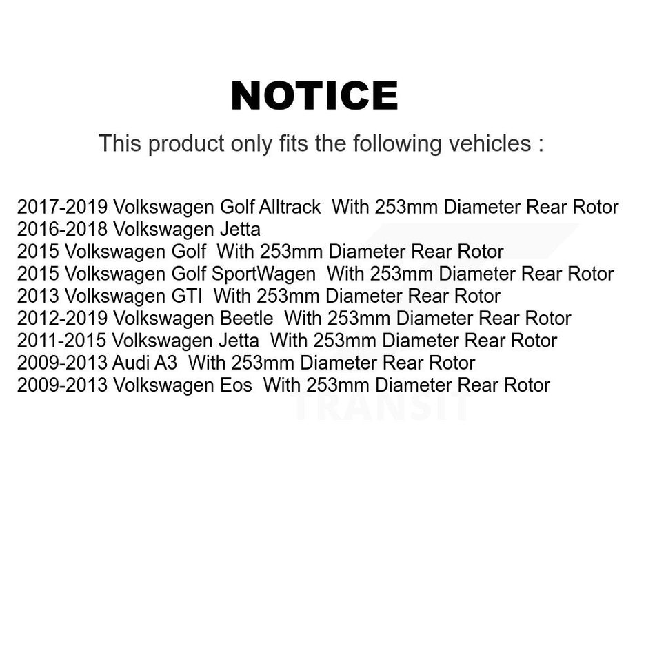 Rear Disc Brake Rotors Pair For Volkswagen Jetta Beetle Eos Audi A3 GTI Golf SportWagen Quattro K8-100910