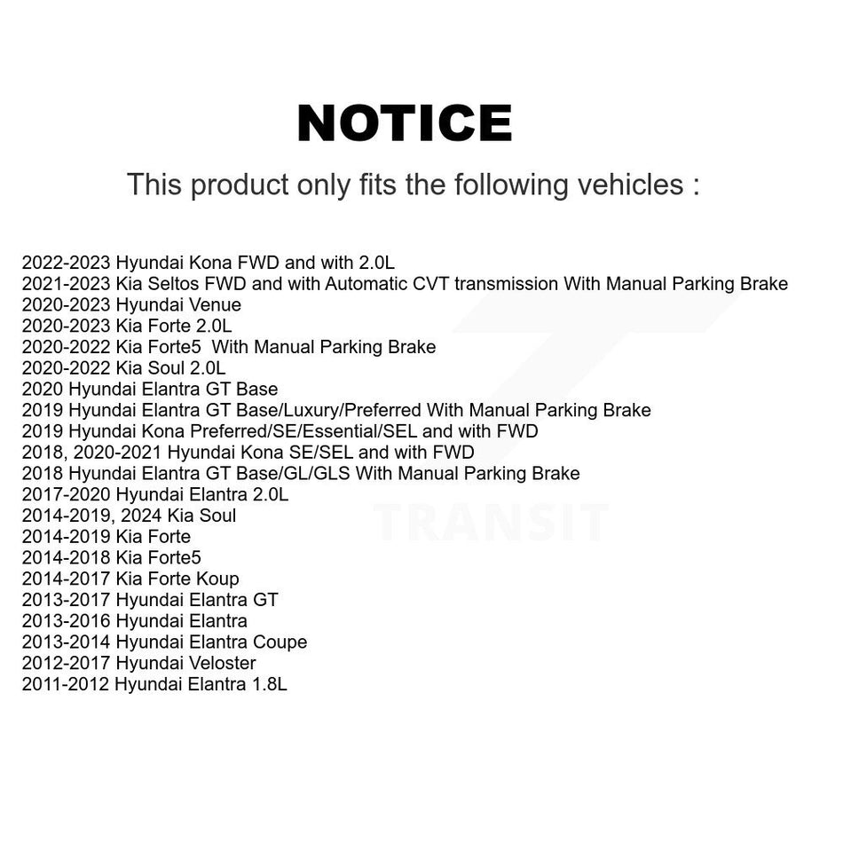 Rear Disc Brake Rotors Pair For Hyundai Elantra Kia Soul Forte Veloster GT Kona Forte5 Coupe Koup Venue Seltos K8-100923