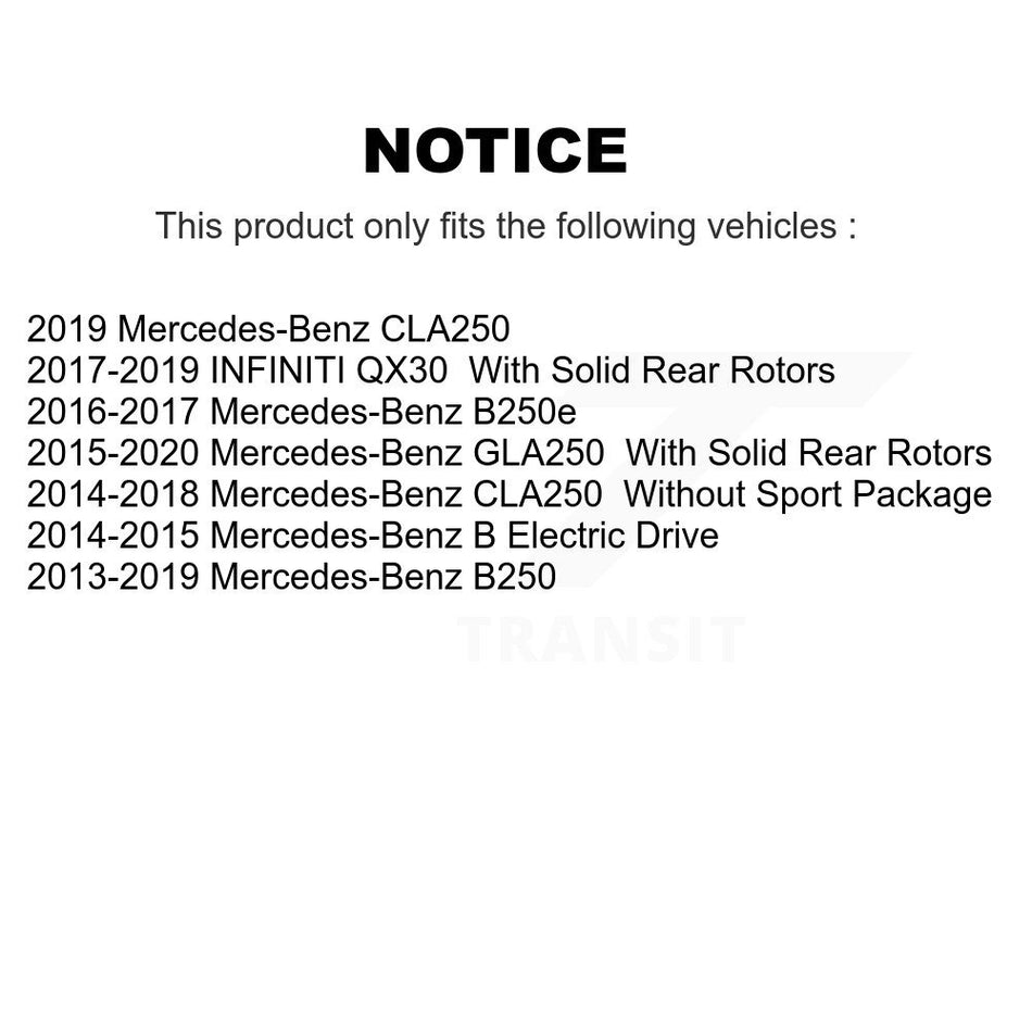 Rear Disc Brake Rotors Pair For Mercedes-Benz CLA250 GLA250 INFINITI QX30 B Electric Drive B250e K8-100938