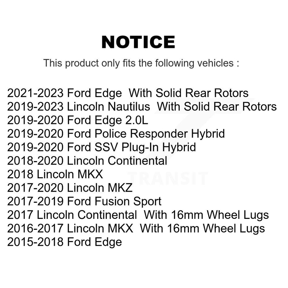 Rear Disc Brake Rotors Pair For Ford Edge Fusion Lincoln MKX MKZ Nautilus Continental Police Responder Hybrid SSV Plug-In K8-100961