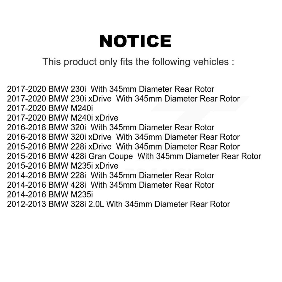 Rear Disc Brake Rotors Pair For BMW 328i 428i 320i xDrive 228i M235i 230i Gran Coupe M240i K8-100962