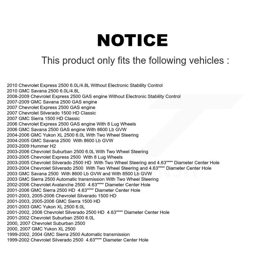 Front Rear Disc Brake Rotors Kit For Chevrolet Silverado 2500 HD GMC Sierra Express Hummer H2 1500 Savana Suburban Yukon XL Avalanche Classic K8-100988