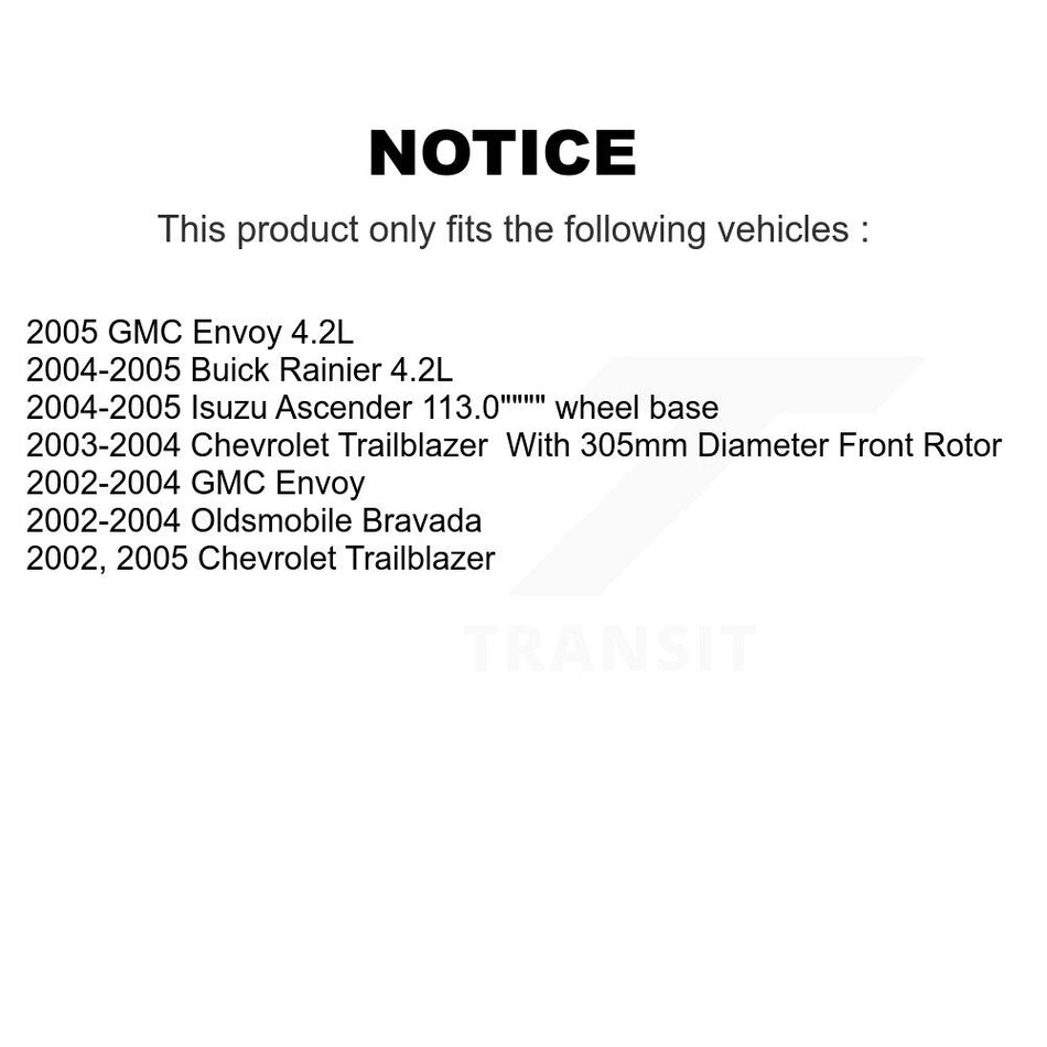 Front Rear Disc Brake Rotors Kit For Chevrolet Trailblazer GMC Envoy Buick Rainier Oldsmobile Bravada Isuzu Ascender K8-100994