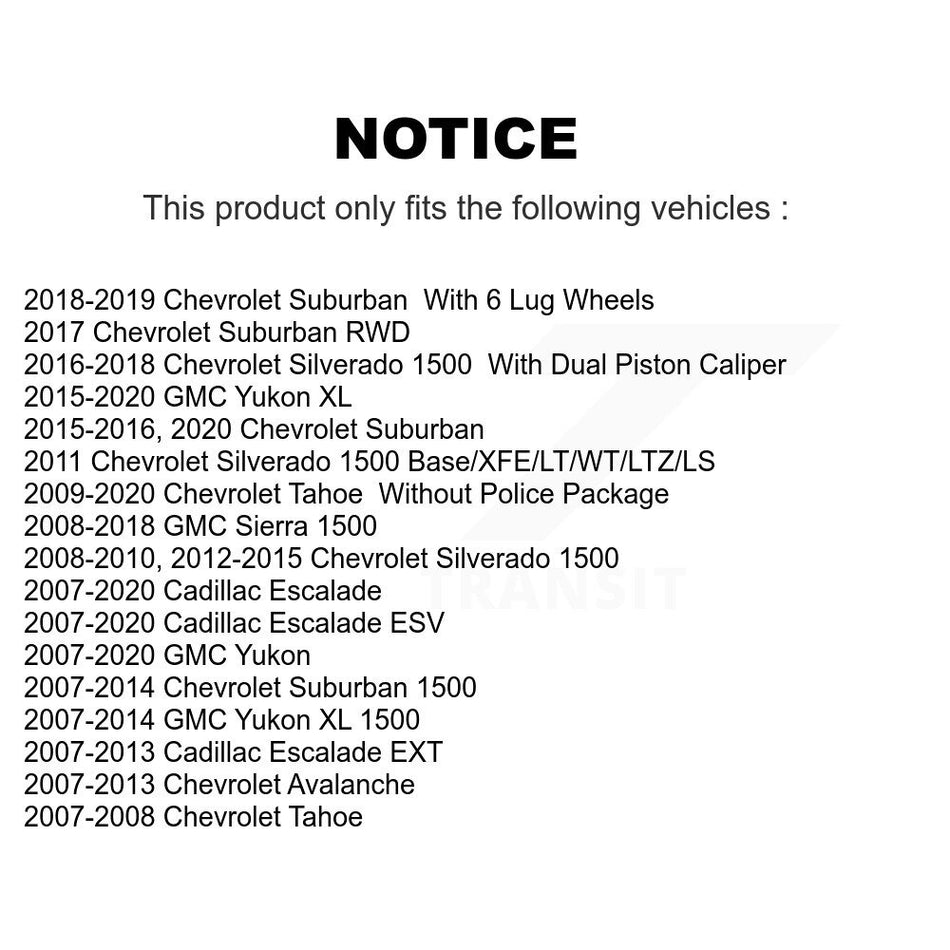Front Rear Disc Brake Rotors Kit For Chevrolet Silverado 1500 GMC Sierra Tahoe Yukon Cadillac Suburban Escalade XL Avalanche ESV EXT K8-101012