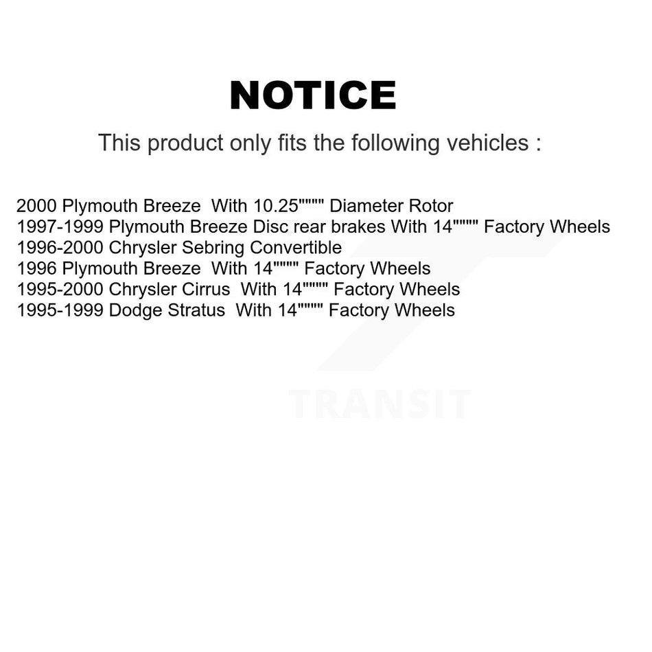 Front Rear Disc Brake Rotors Kit For Chrysler Sebring Dodge Stratus Cirrus Plymouth Breeze K8-101166