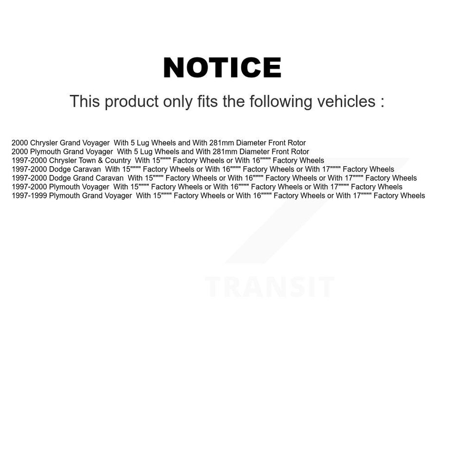 Front Rear Disc Brake Rotors Kit For Dodge Grand Caravan Chrysler Town & Country Plymouth Voyager K8-101169