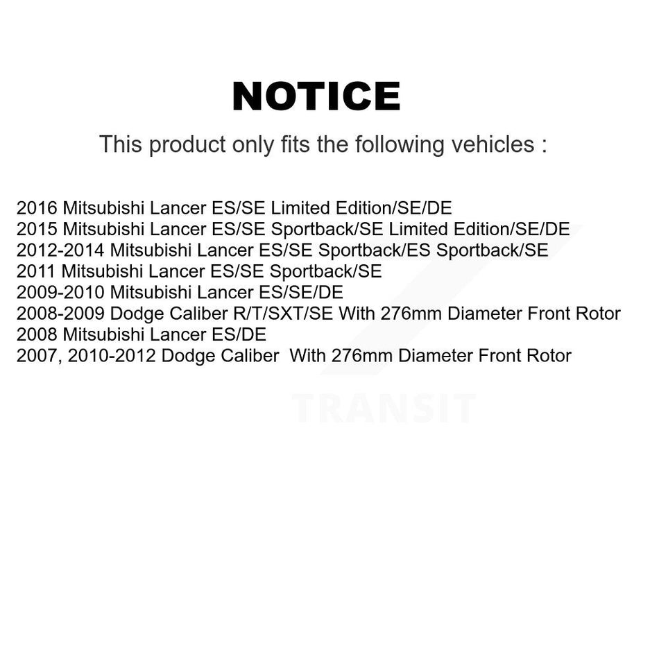 Front Rear Disc Brake Rotors Kit For Mitsubishi Lancer Dodge Caliber K8-101197