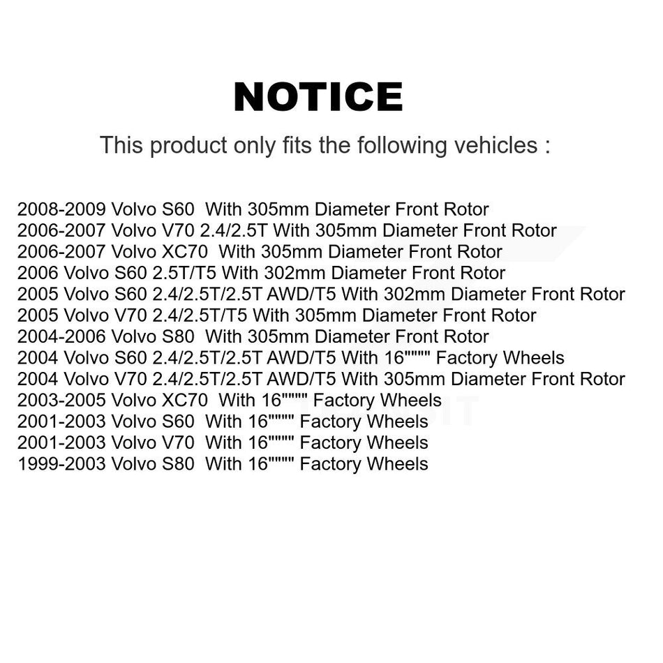 Front Rear Disc Brake Rotors Kit For Volvo S60 V70 XC70 S80 K8-101318