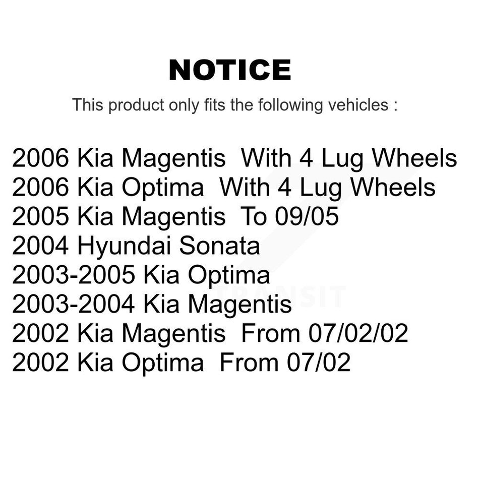 Front Rear Disc Brake Rotors Kit For Kia Optima Hyundai Sonata Magentis K8-101397
