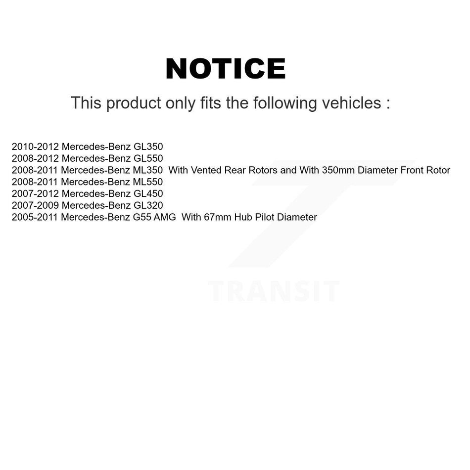 Front Rear Disc Brake Rotors Kit For Mercedes-Benz ML350 GL450 GL550 GL350 ML550 GL320 K8-101434