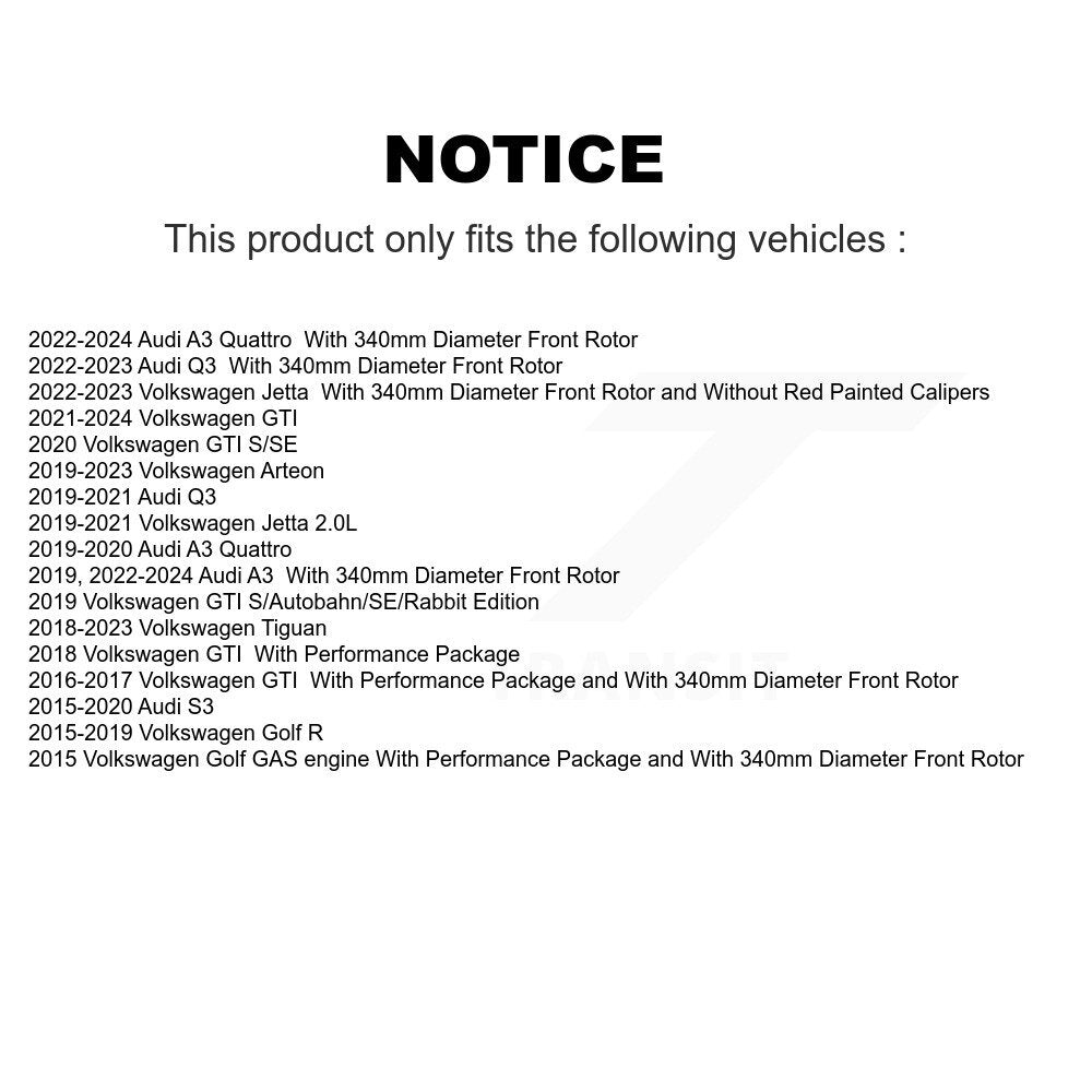 Front Brake Rotor Pair For Volkswagen Tiguan Jetta Audi Q3 GTI Golf R A3 Quattro Arteon S3 K8-101757