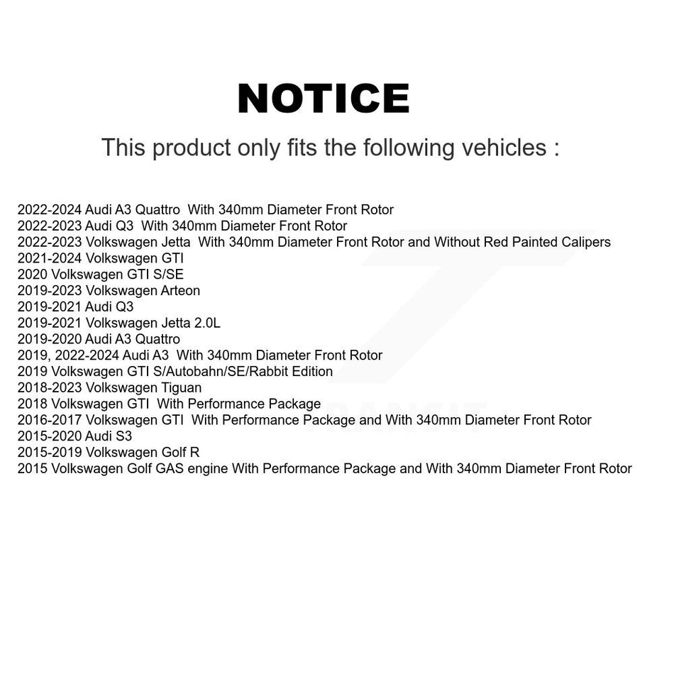 Front Brake Rotor Pair For Volkswagen Tiguan Jetta Audi Q3 GTI Golf R A3 Quattro Arteon S3 K8-101757