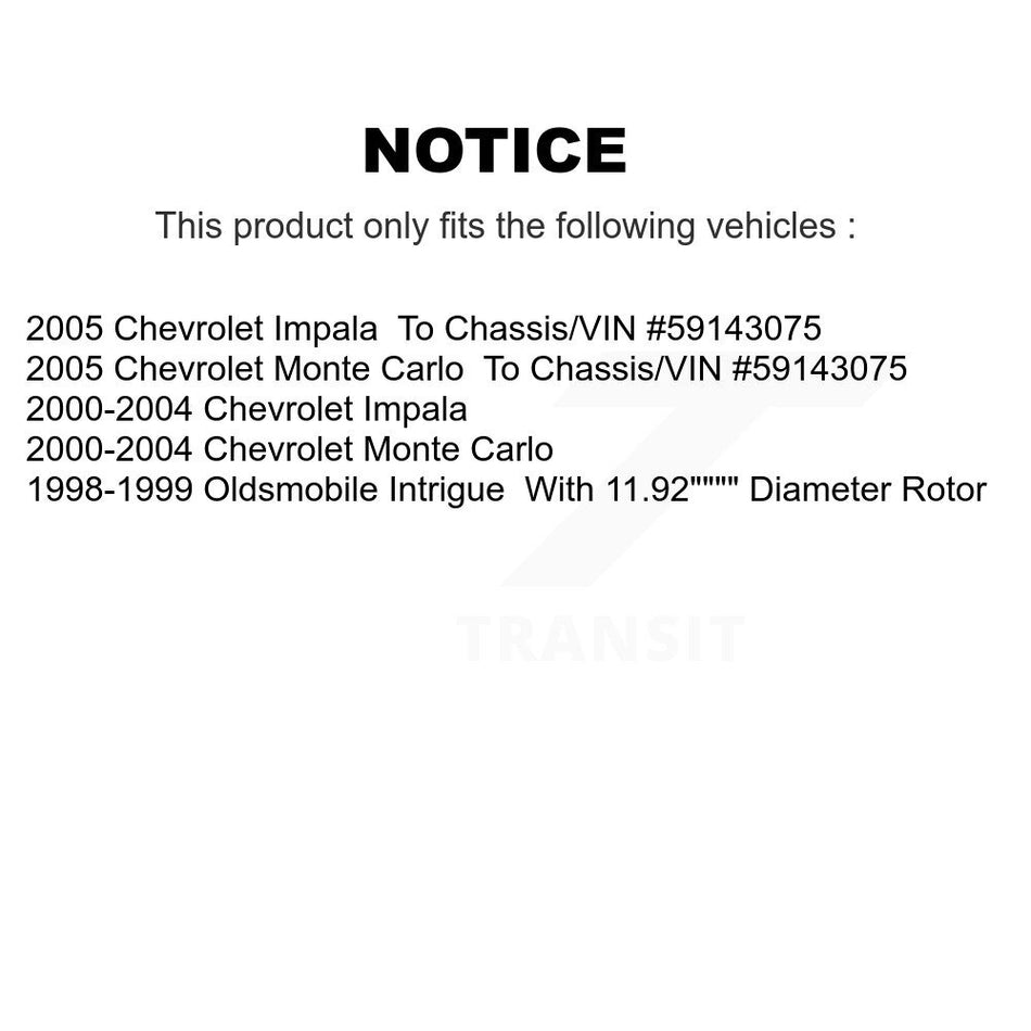 Front Rear Disc Brake Rotors Kit For Chevrolet Impala Monte Carlo Oldsmobile Intrigue K8-101806