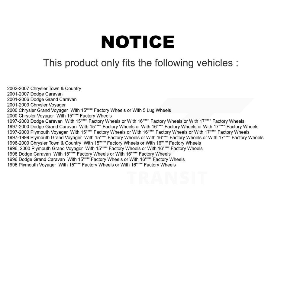 Rear Brake Drums Pair For Dodge Caravan Grand Chrysler Town & Country Plymouth Voyager K8-101875