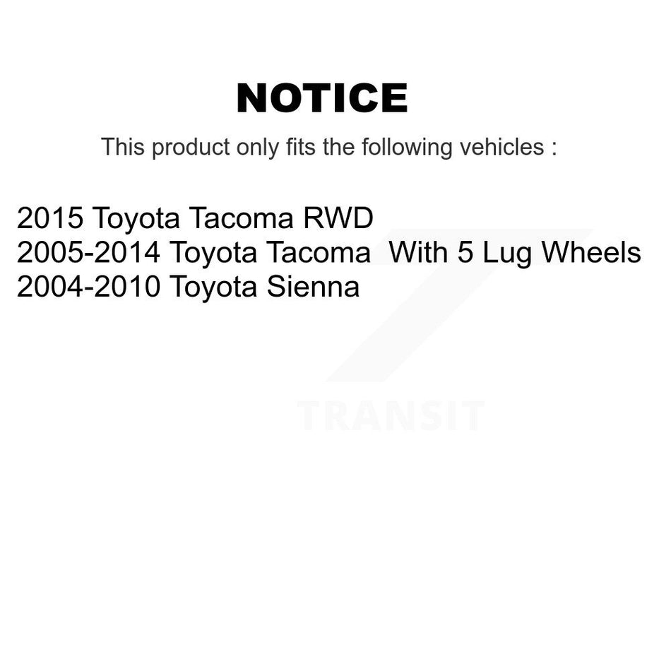 Rear Brake Drums Pair For Toyota Tacoma Sienna K8-101878