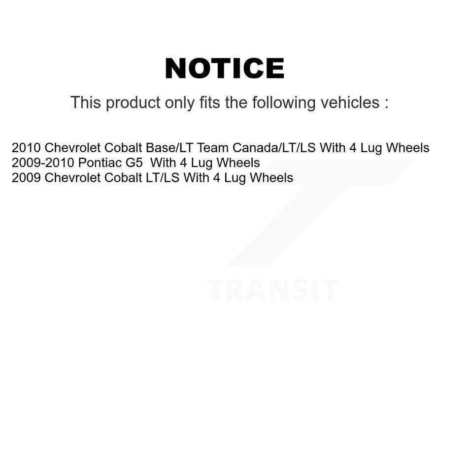 Rear Brake Drums Pair For Chevrolet Cobalt Pontiac G5 With 4 Lug Wheels K8-101883