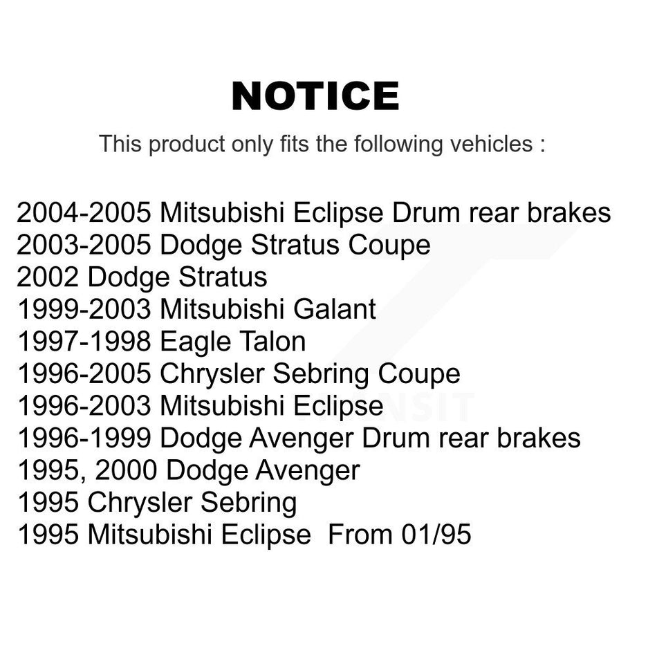 Rear Brake Drums Pair For Mitsubishi Chrysler Sebring Eclipse Dodge Stratus Galant Avenger Eagle Talon K8-101902