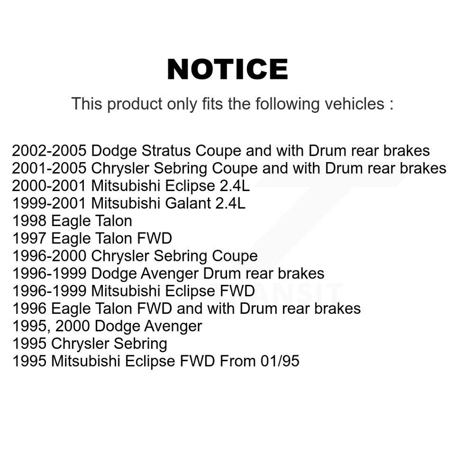 Front Rear Disc Brake Rotors Drums Kit For Chrysler Sebring Dodge Stratus Mitsubishi Eclipse Galant Avenger Eagle Talon K8-102011