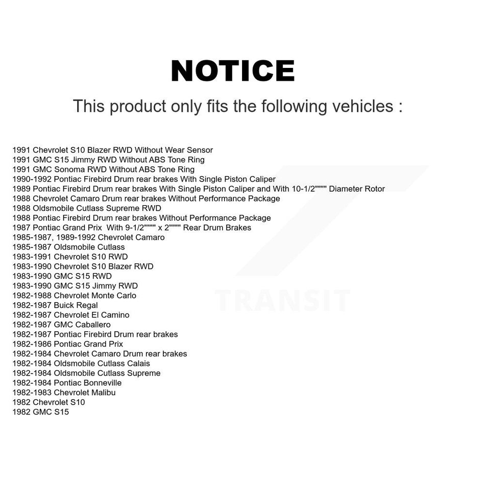 Front Rear Brake Rotor Drum Kit For Chevrolet S10 Camaro Pontiac Monte Carlo GMC Firebird Blazer El Camino Buick Regal S15 Oldsmobile Cutlass Supreme Jimmy Sonoma Grand Prix Caballero Calais K8-102203