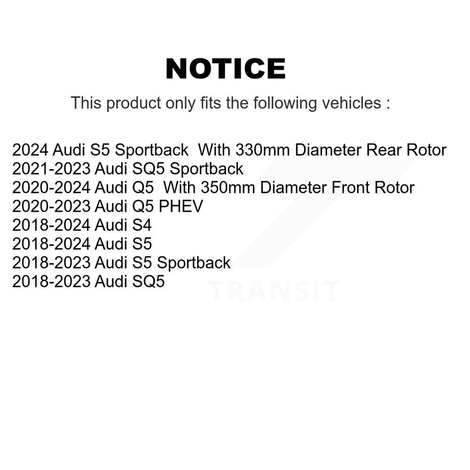 Front Rear Disc Brake Rotors Kit For Audi SQ5 S5 S4 Sportback Q5 PHEV K8-102272