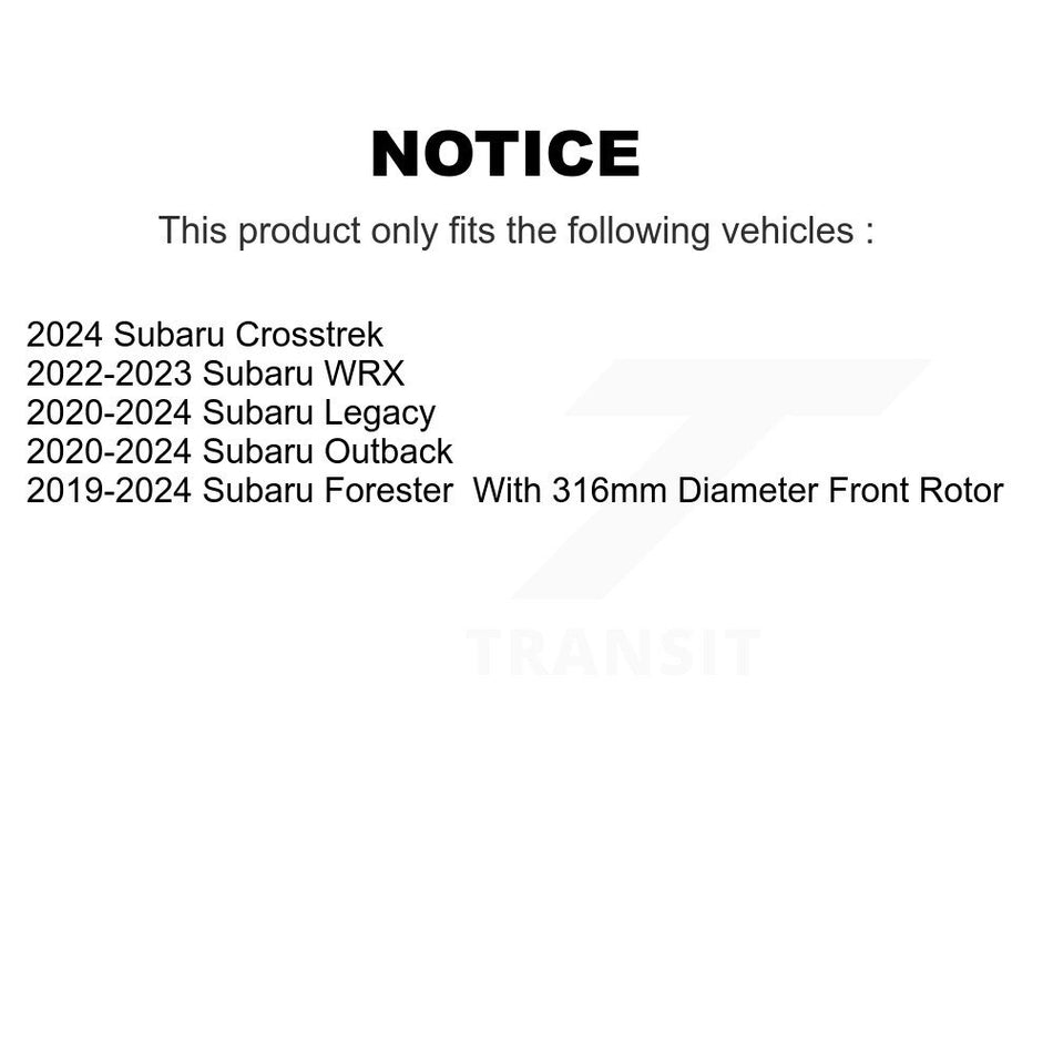 Front Disc Brake Rotors Pair For 2019-2021 Subaru Forester With 316mm Diameter Rotor K8-102291