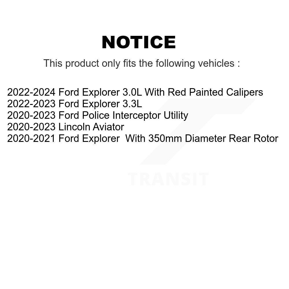 Rear Brake Rotor Pair For Ford Explorer Lincoln Aviator Police Interceptor Utility Mustang K8-102322