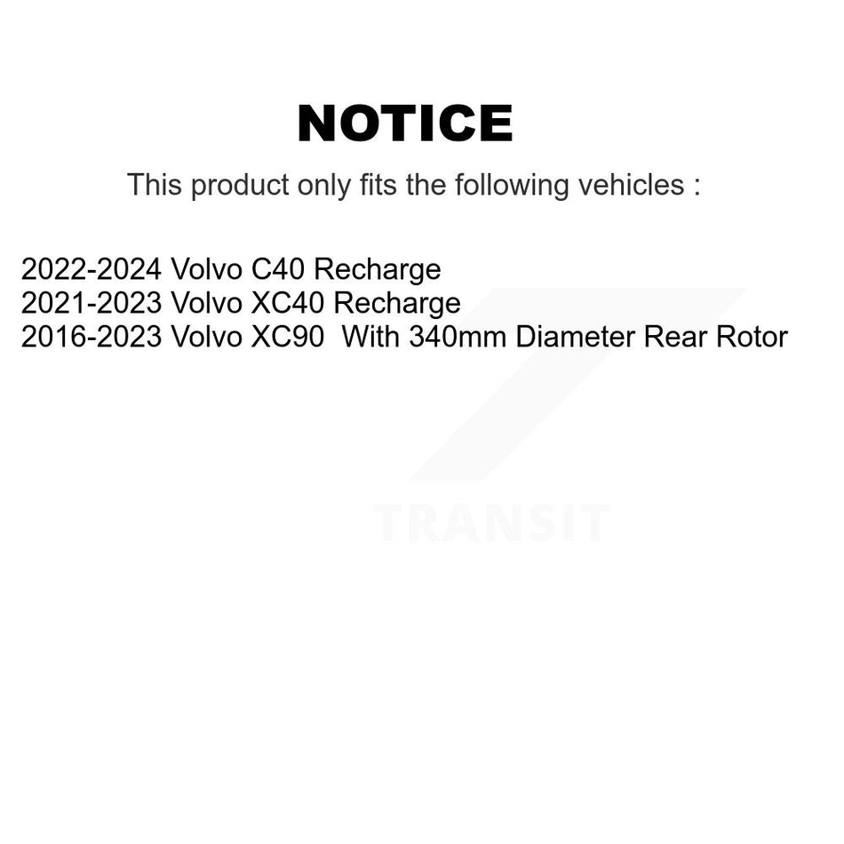 Rear Disc Brake Rotors Pair For Volvo XC90 C40 Recharge K8-102336