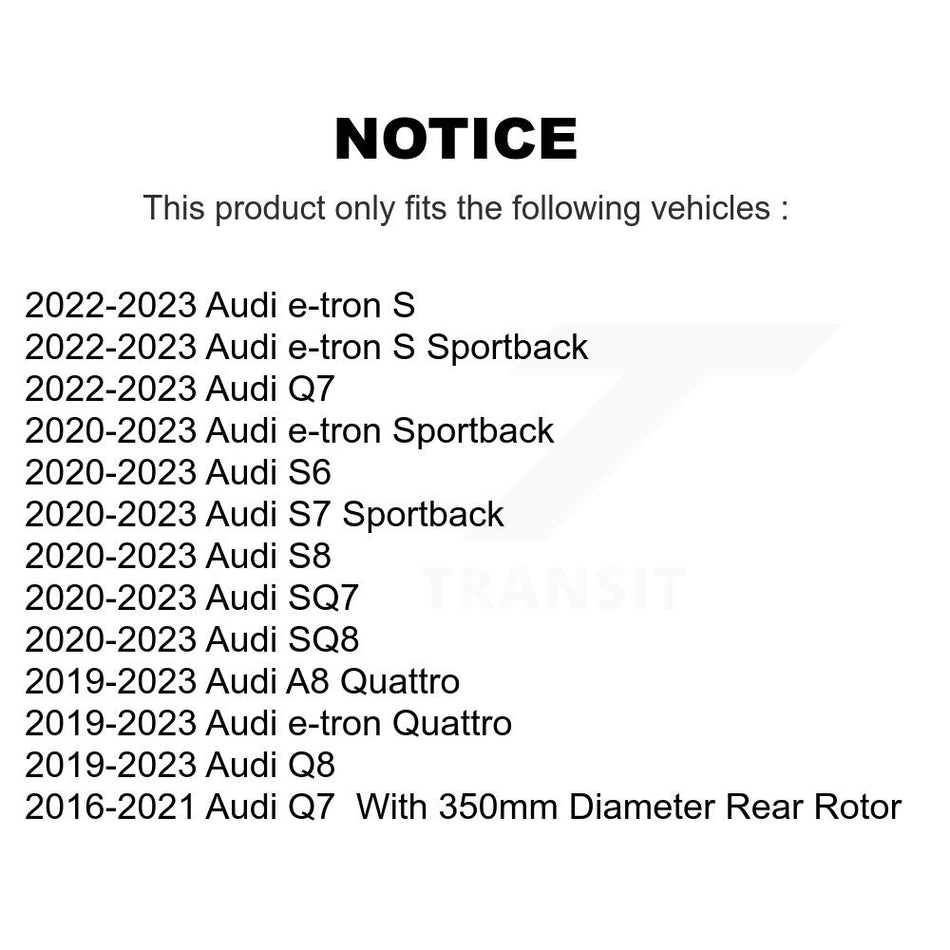 Rear Disc Brake Rotors Pair For Audi Q7 Q8 e-tron Quattro K8-102389