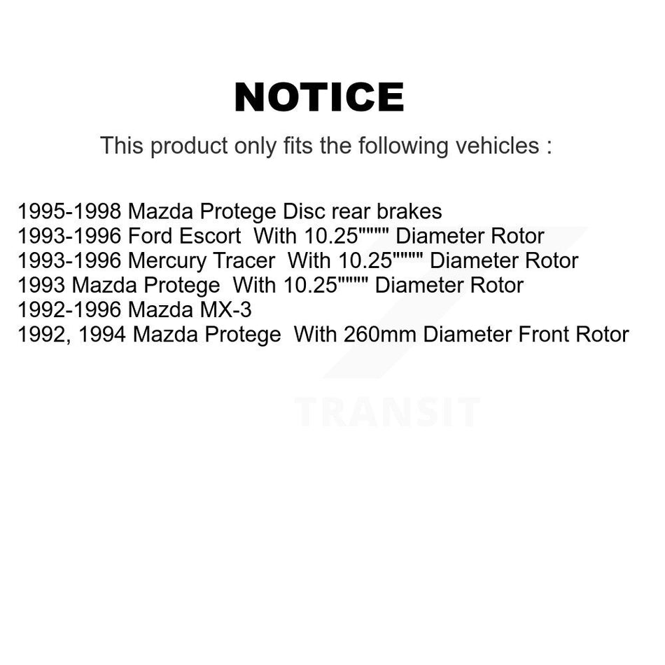 Front Rear Disc Brake Rotor Drum Kit For Mazda Protege Ford Escort MX-3 Mercury Tracer K8-102406