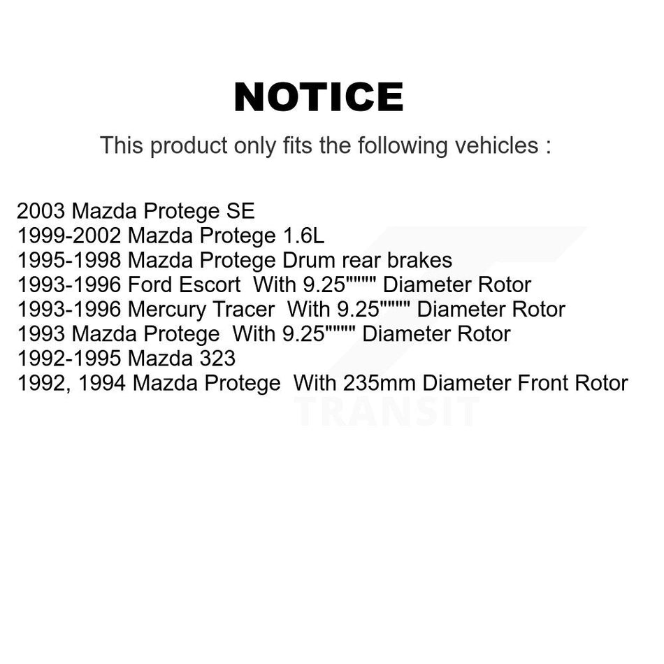 Front Rear Disc Brake Rotors Drum Kit For Mazda Protege Ford Escort 323 Mercury Tracer K8-102407