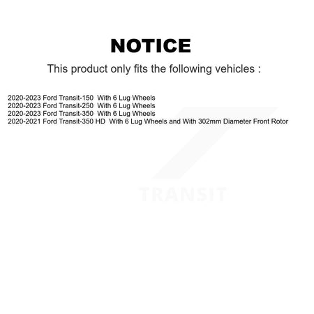 Front Rear Disc Brake Rotors Kit For Ford Transit-250 Transit-350 Transit-150 HD K8-102489