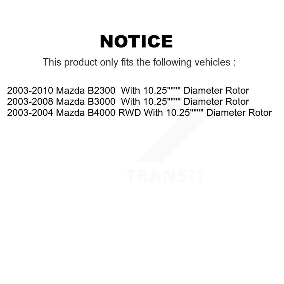 Front Brake Rotors Ceramic Pad Kit For Mazda B3000 B2300 B4000 With 10.25" Diameter Rotor K8A-100046